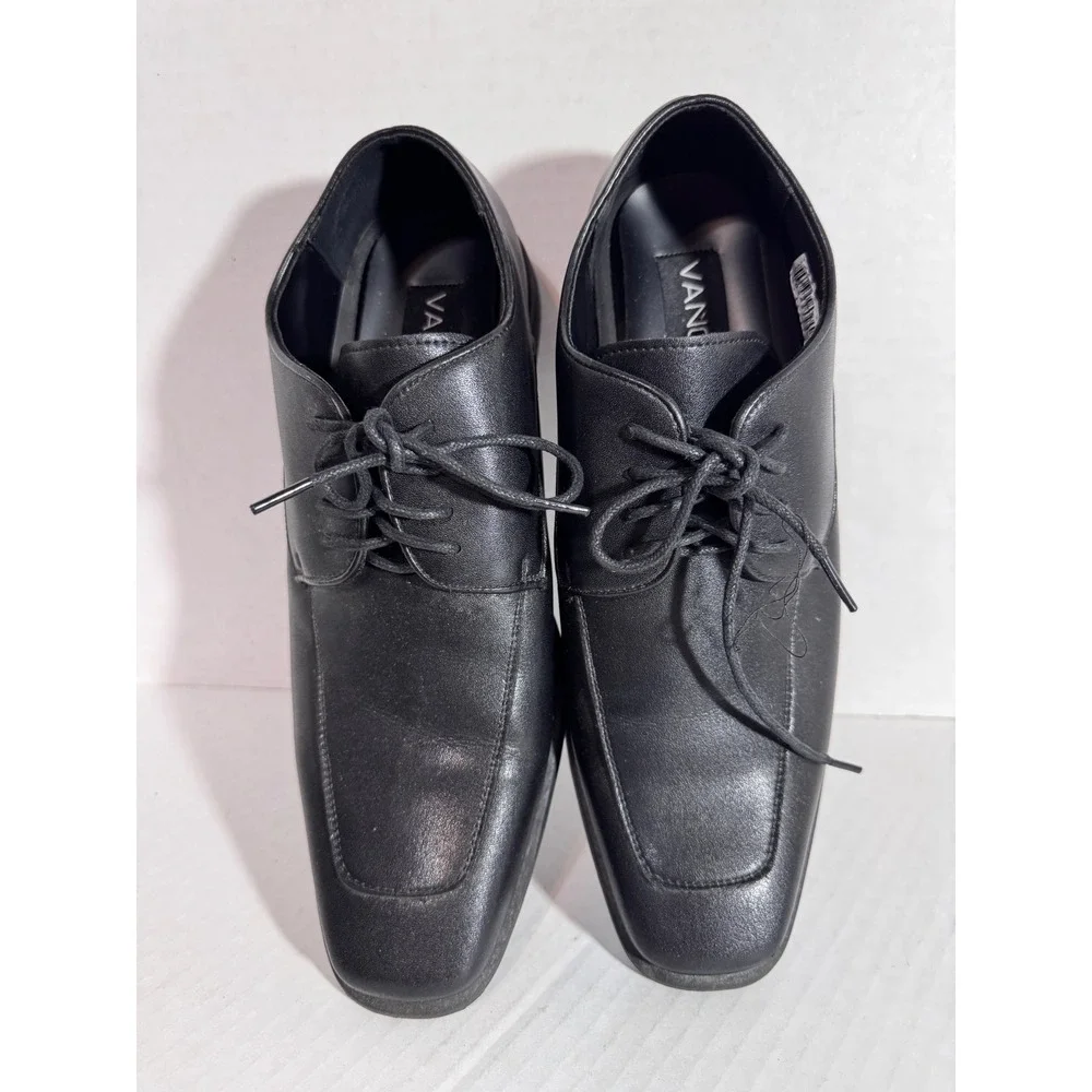 Vangelo Mens Black Square Toe Lace Up Oxford Dress Shoes Size 11.5 M